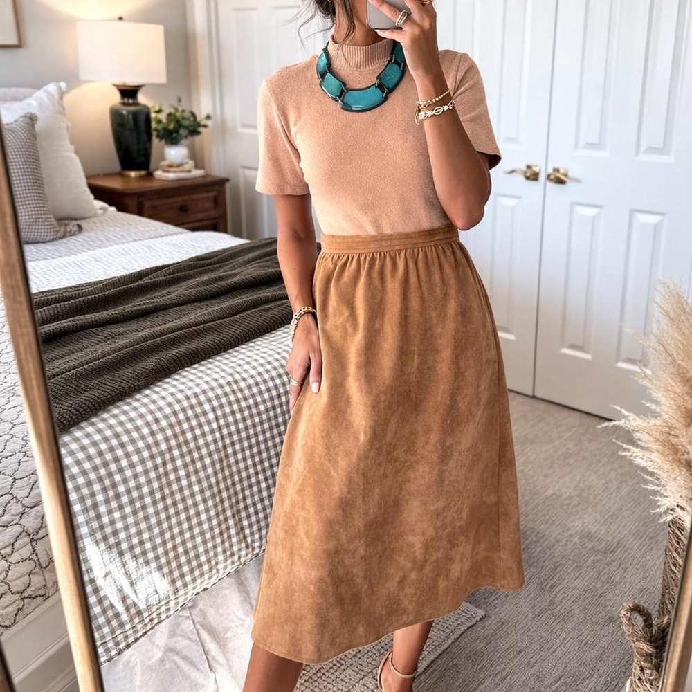 Vintage Blassport Ultra Suede Midi Skirt